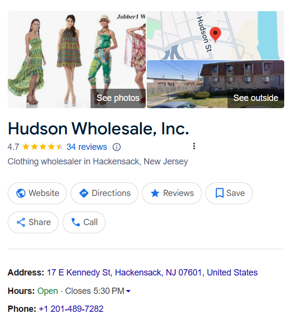 Hudson Wholesale, Inc. Google reviews