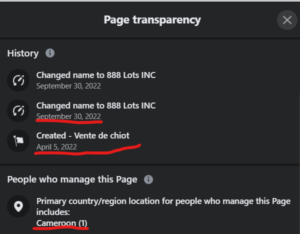 Name change of the Facebook page. Real sign of a fraudulent activity.